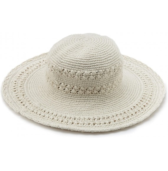 Sun Hats Women's Cotton Crochet Hat - Natural - CE115UF2CIZ