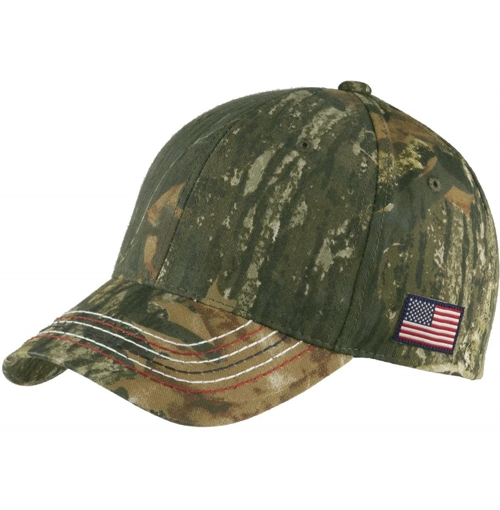 Baseball Caps Realtree Adjustable Camo Camouflage Cap Hat with American Flag - Mossy Oak New Break-up - CM11SJ7LQIX