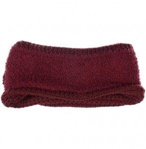 Headbands Women's Winter Chic Cable Warm Fleece Lined Crochet Knit Headband Turban - Burgundy - C418IL0ZDOZ
