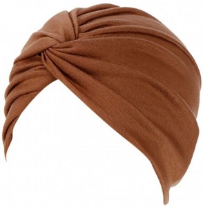 Skullies & Beanies Women Cotton India Ruffle Turban Muslim Hat- Cancer Chemo Hijib Headwrap Hijabs residentD - Coffee - CX18M...