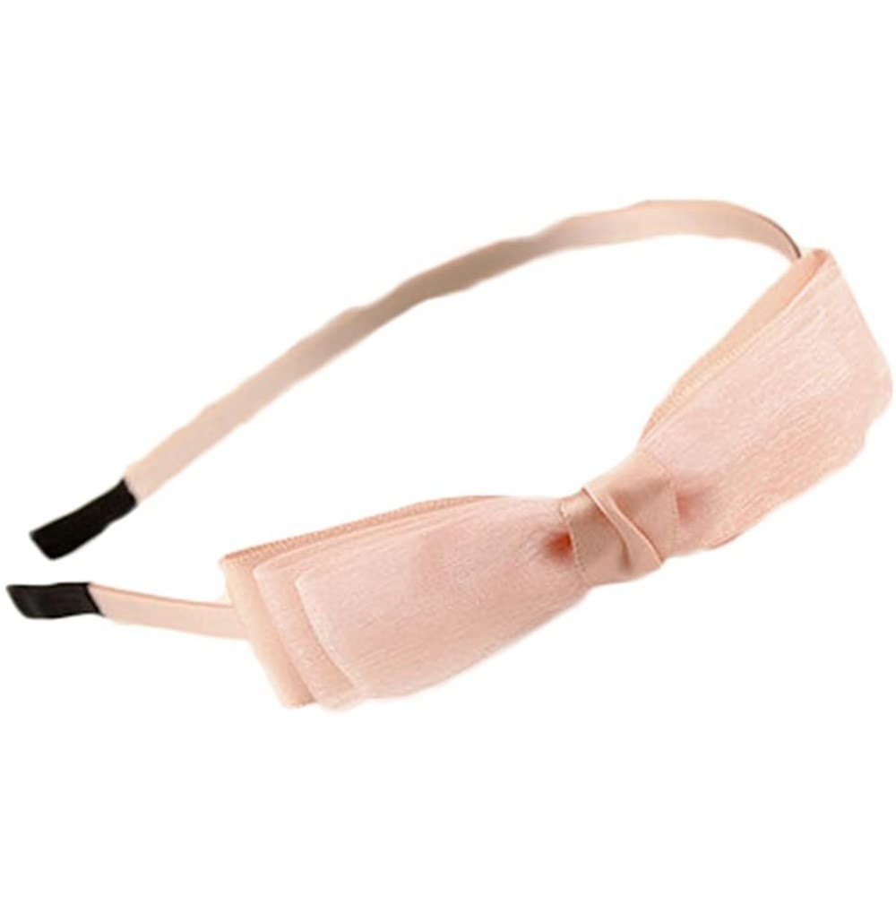 Headbands Women's Cute Satin Bow Headband Bowknot Hairband Hair Accessory - Pink - CK11Z3FQ8H3