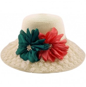 Sun Hats Princess Lace Flower Straw Sun Hat Available - White - C311DSBPORT