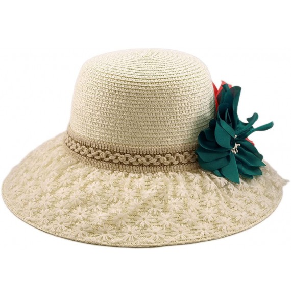 Sun Hats Princess Lace Flower Straw Sun Hat Available - White - C311DSBPORT