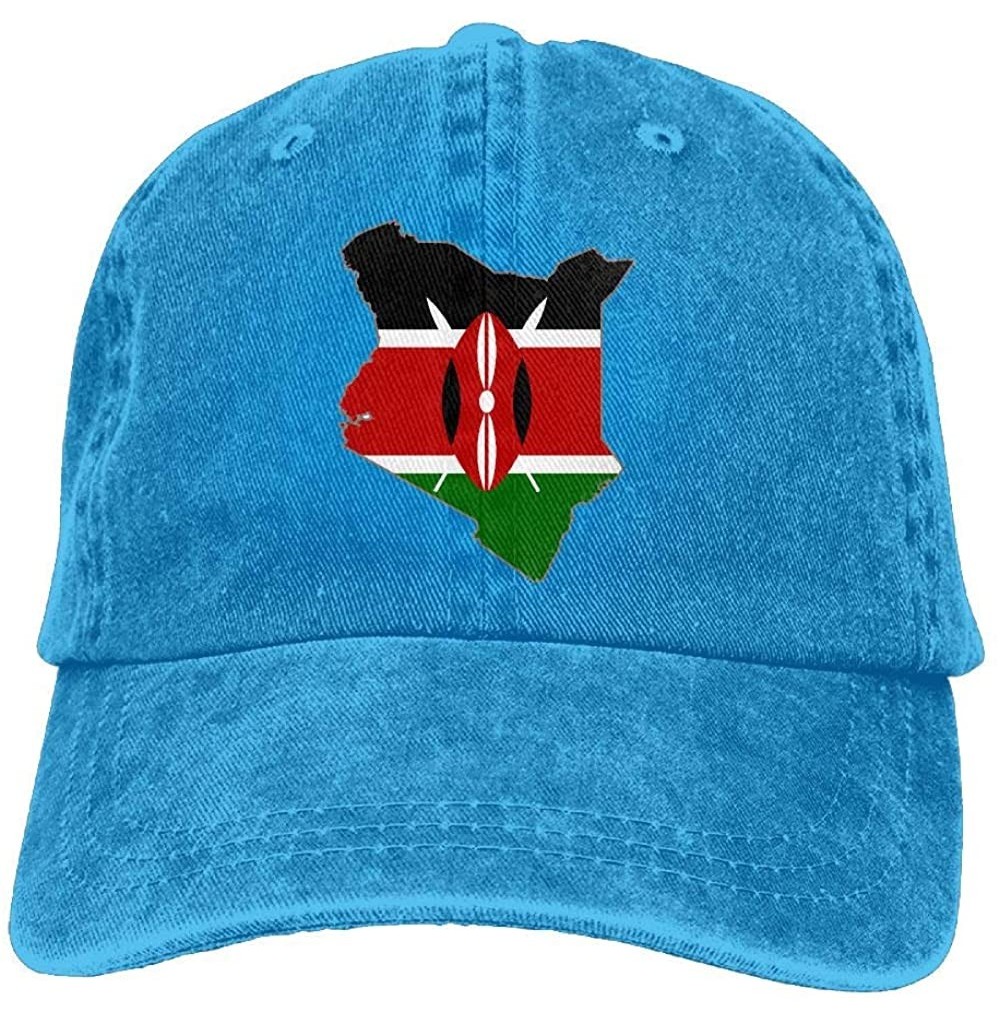 Baseball Caps Unisex Baseball Cap Denim Hat Kenya Flag Map Adjustable Snapback Solid Hat - Royalblue - CB18I49WCNW