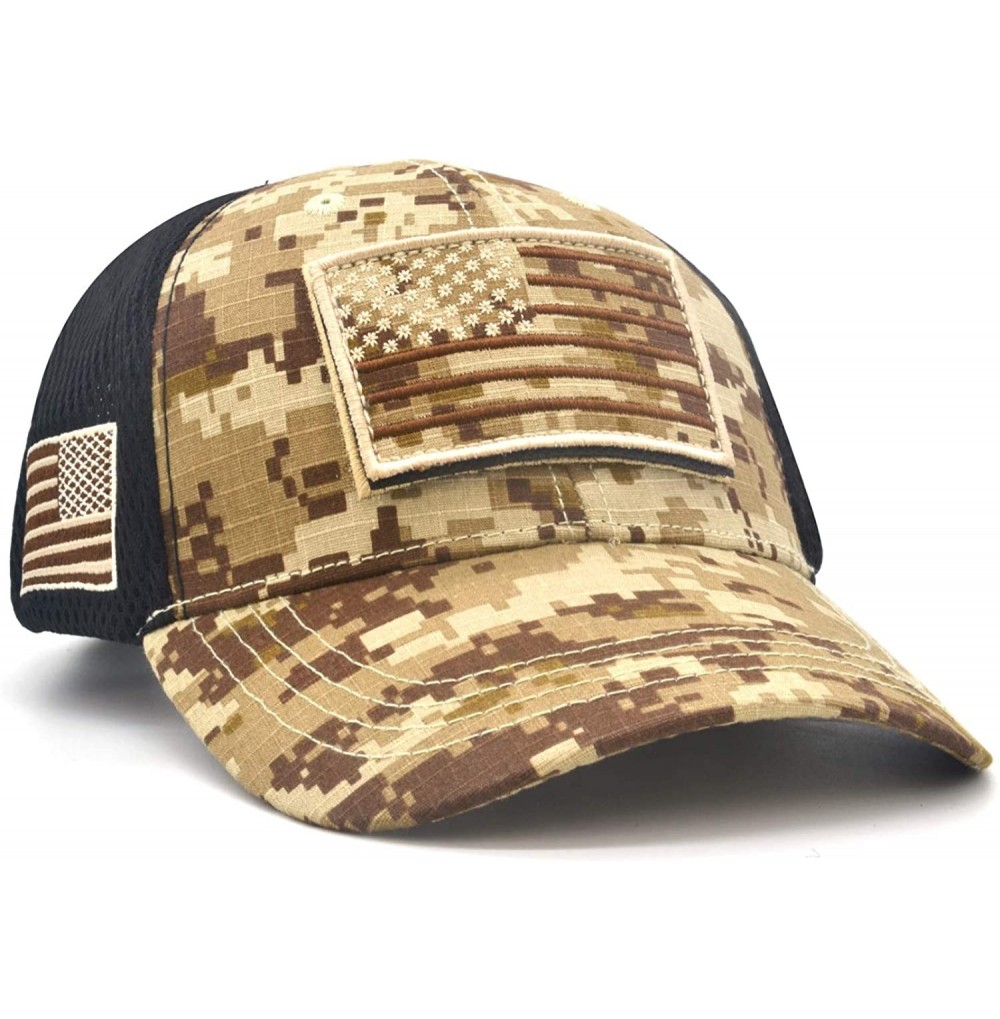 Baseball Caps Baseball Cap Low Profile American USA Flag Hat Adjustable Camo Mesh Unisex Caps - Desert Camouflage(h) - CN18YU...