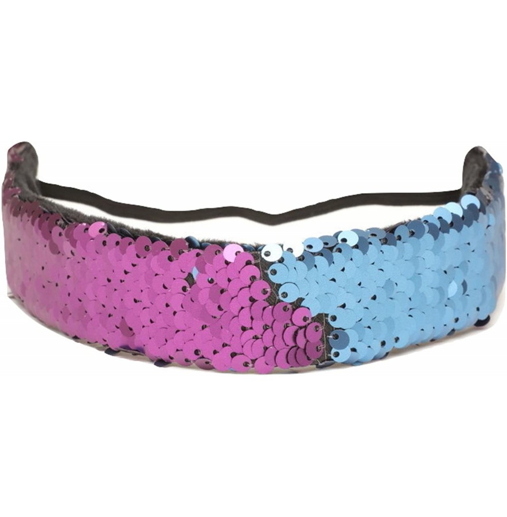 Headbands Mermaid Sequin Headband & Bracelet Color Changing Multi Color 2pack - Navy Purple - CW1809DS8WR
