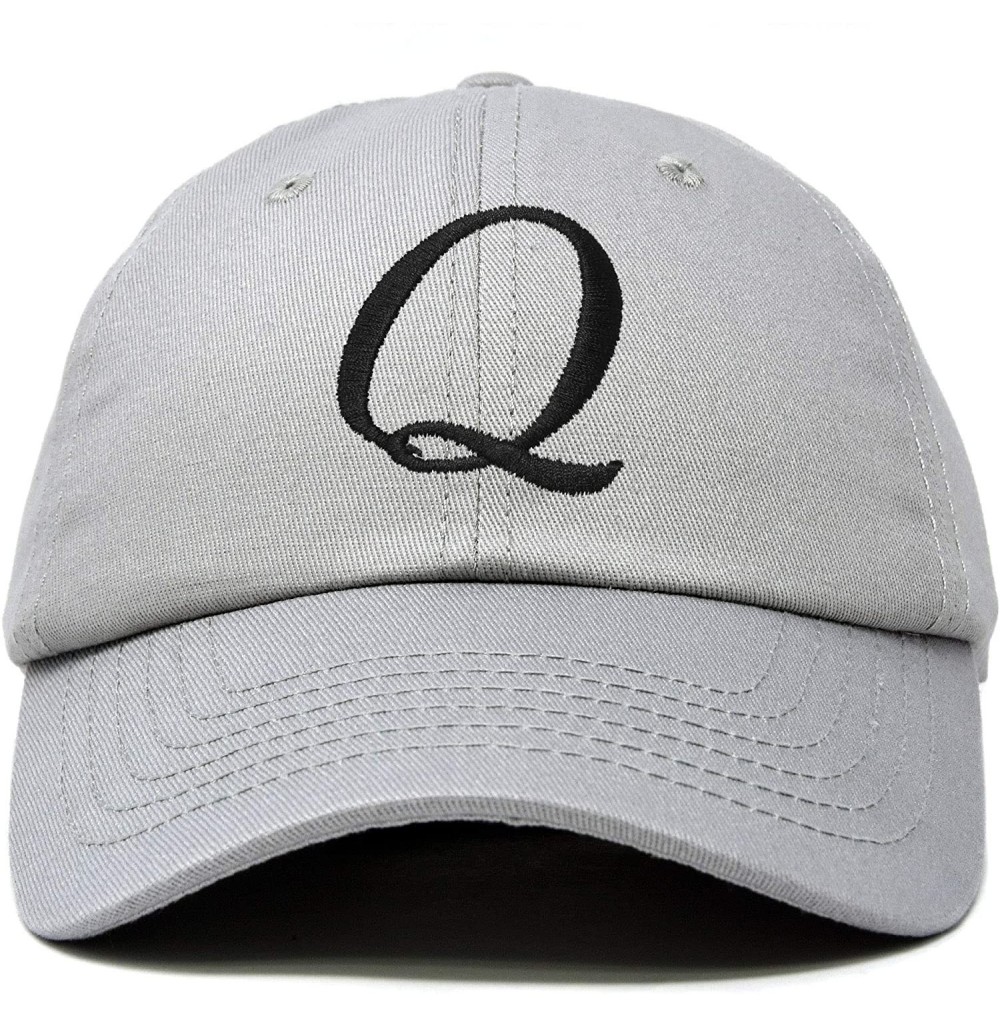 Baseball Caps Initial Hat Letter Q Womens Baseball Cap Monogram Cursive Embroider - Gray - CP18U7ZDZC6