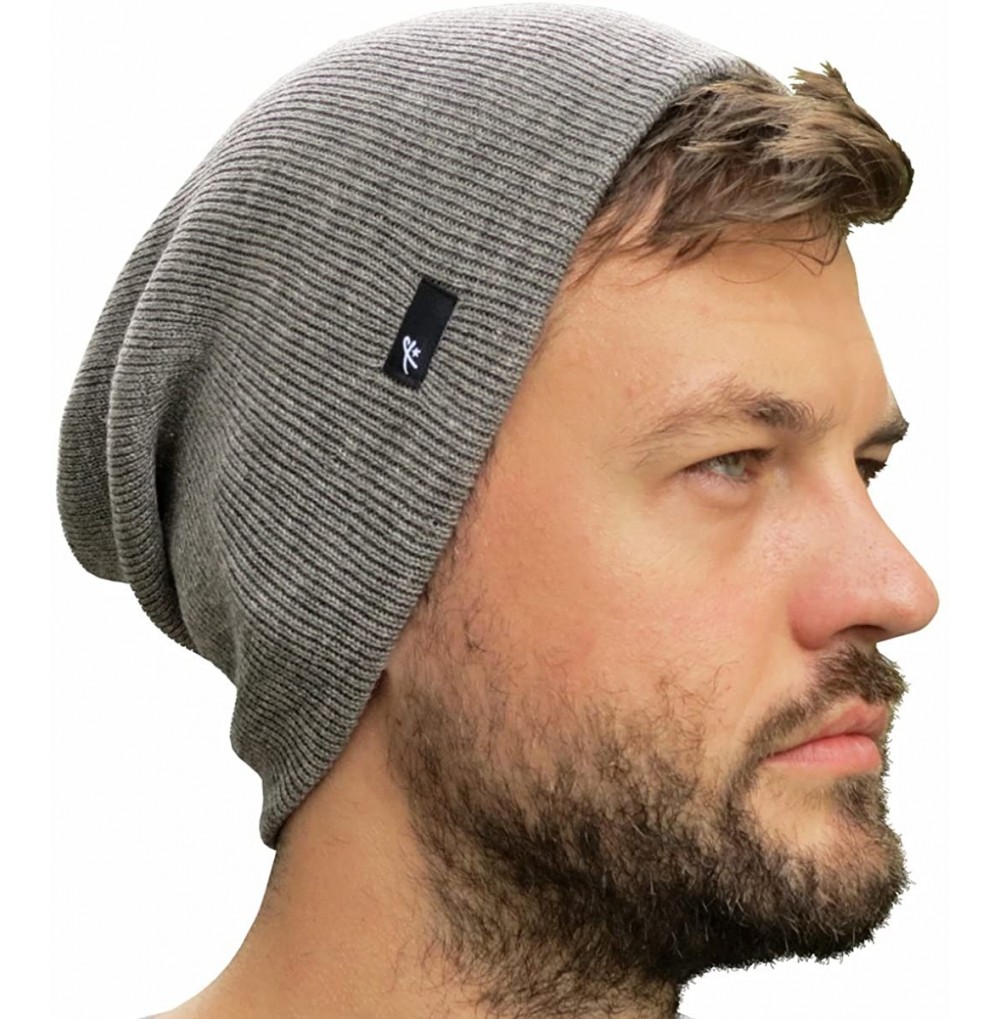 Skullies & Beanies Slouch Beanie Cap Winter Hat for Men or Women - Light Grey - CV12NDVH5F2