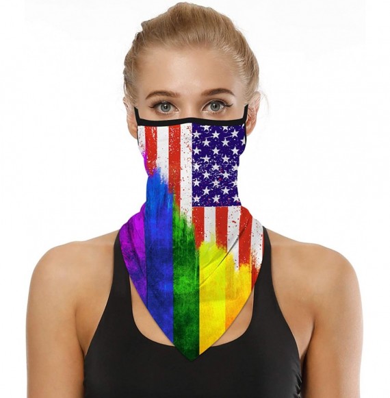 Balaclavas Men Women American Flag Face Scarf Bandana Ear Loops Face Balaclava Neck Gaiters for Dust Mask - C3198ROSA4X