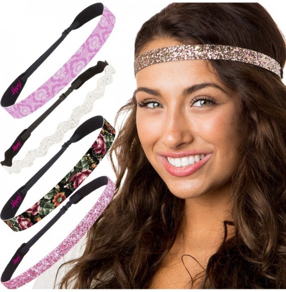 Headbands Women's No Slip Cute Fashion Headbands Hair Band Gift Packs - Pink & Gold Renaissance 5pk - CW11FAXB73H