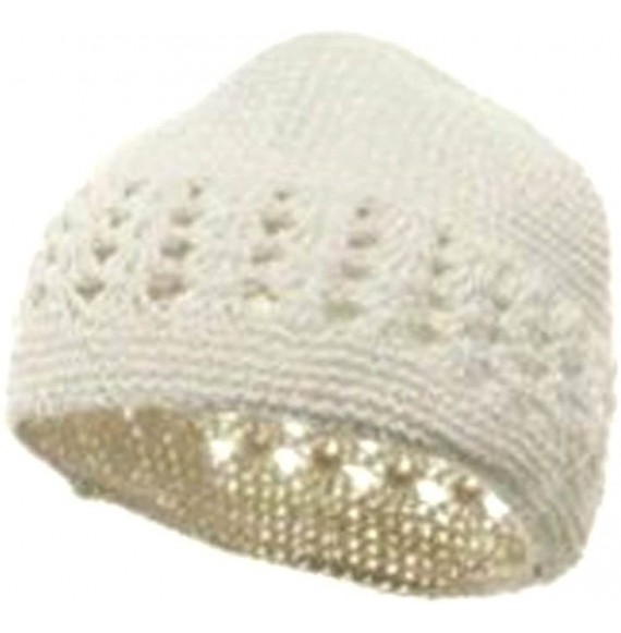 Skullies & Beanies Knit Kufi Hat - Koopy Cap - Crochet Beanie - White - C5115FCERPT