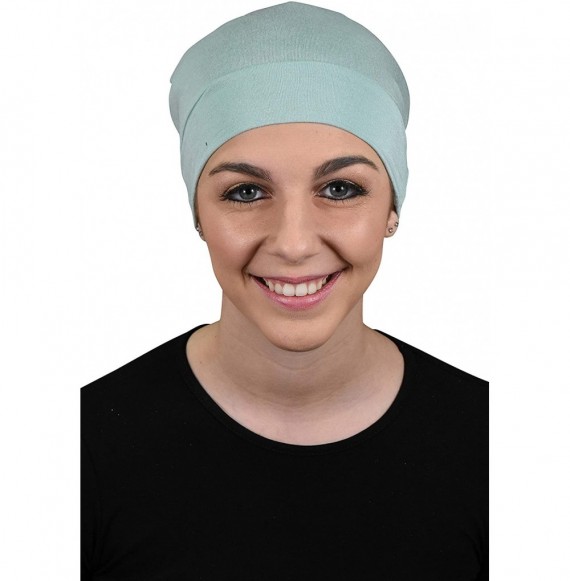Skullies & Beanies Womens Soft Sleep Cap Comfy Cancer Wig Liner & Hair Loss Cap - Mint - CK12E5ZZATH