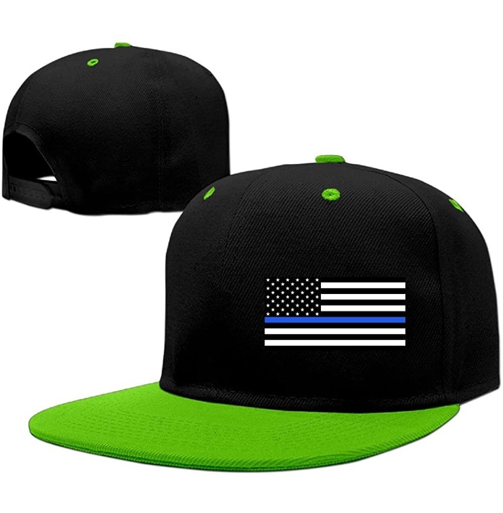 Sun Hats Men&women Support The Police Thin Blue Line American Flag Tour Snapback Cap Adjustable - Kellygreen - CN189WALQXM