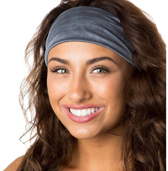 Headbands Adjustable & Stretchy Crushed Xflex Wide Headbands for Women Girls & Teens - D Grey & Rose Crushed 2pk - CJ1827UOW47