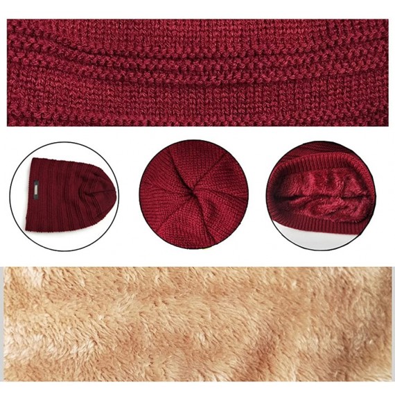 Skullies & Beanies Double-Sided Wearable Trendy Warm Soft Stretch Knit Slouchy Beanie Skull Hat Cap - T0067-burgundy - CA1870...