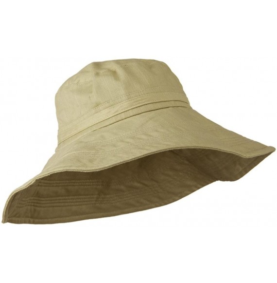 Sun Hats Big Size Ladies Linen Wide Brim Hat - Khaki - CA12MZMV1W1
