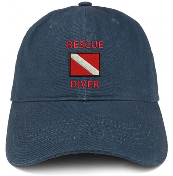 Baseball Caps Rescue Diver Flag Embroidered Low Profile Soft Cotton Baseball Cap - Navy - CT184UUW4CY