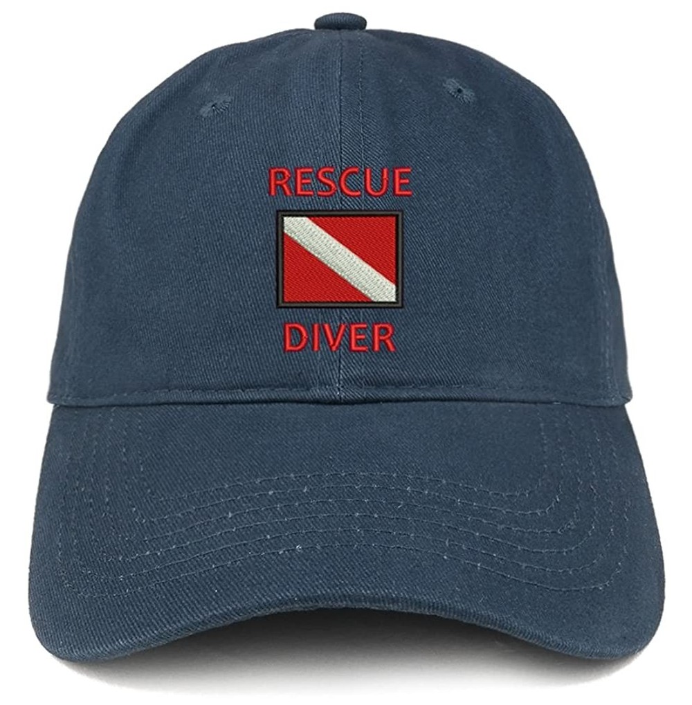 Baseball Caps Rescue Diver Flag Embroidered Low Profile Soft Cotton Baseball Cap - Navy - CT184UUW4CY