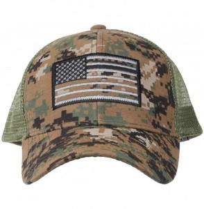 Baseball Caps US American Flag Patch Tactical Style Mesh Trucker Baseball Cap Hat - Olive Camo - CL183O4TS98