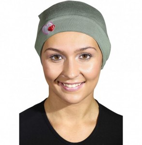 Skullies & Beanies Womens Soft Sleep Cap Comfy Cancer Hat with Hearts Applique - Olive - C218QRODN85
