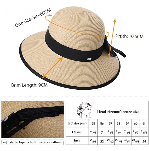 Sun Hats Packable UPF Straw Sunhat Women Summer Beach Travel Hat Ventilated w/Chin Strap - 99043_beige - CK18DCUQ8A4