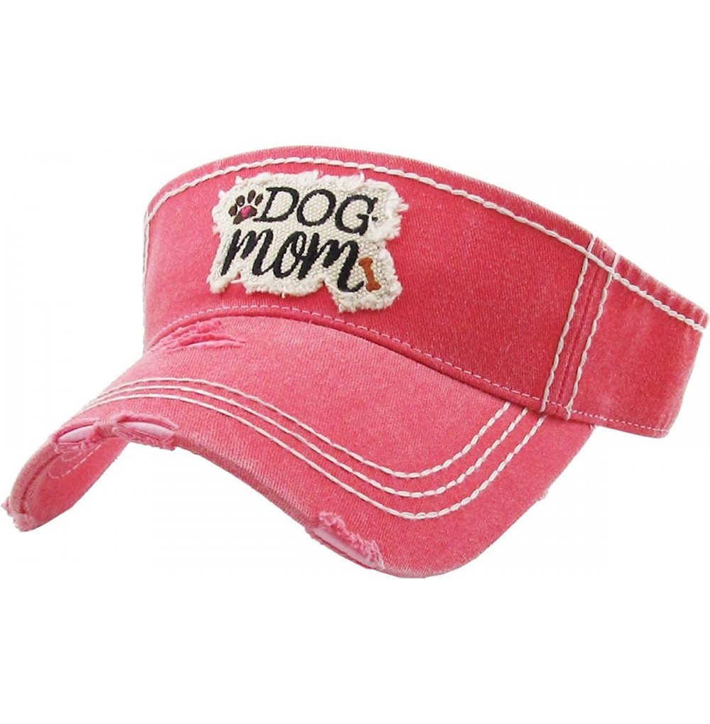 Visors Womens Baseball Cap High Ponytail Bun Half Visor Adjustable Athletic Hat - Dog Mom - Coral - CJ18S03EQ0T