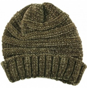 Skullies & Beanies Winter Trendy Warm Oversized Chunky Baggy Stretchy Slouchy Skully Beanie Hat - Chenille New Olive - CD18I5...