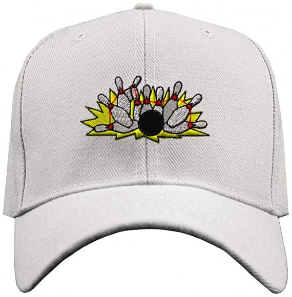 Baseball Caps Custom Baseball Hat Bowling Splash Embroidery Team Name Acrylic Structured Cap - White - CR18QZOOIO7