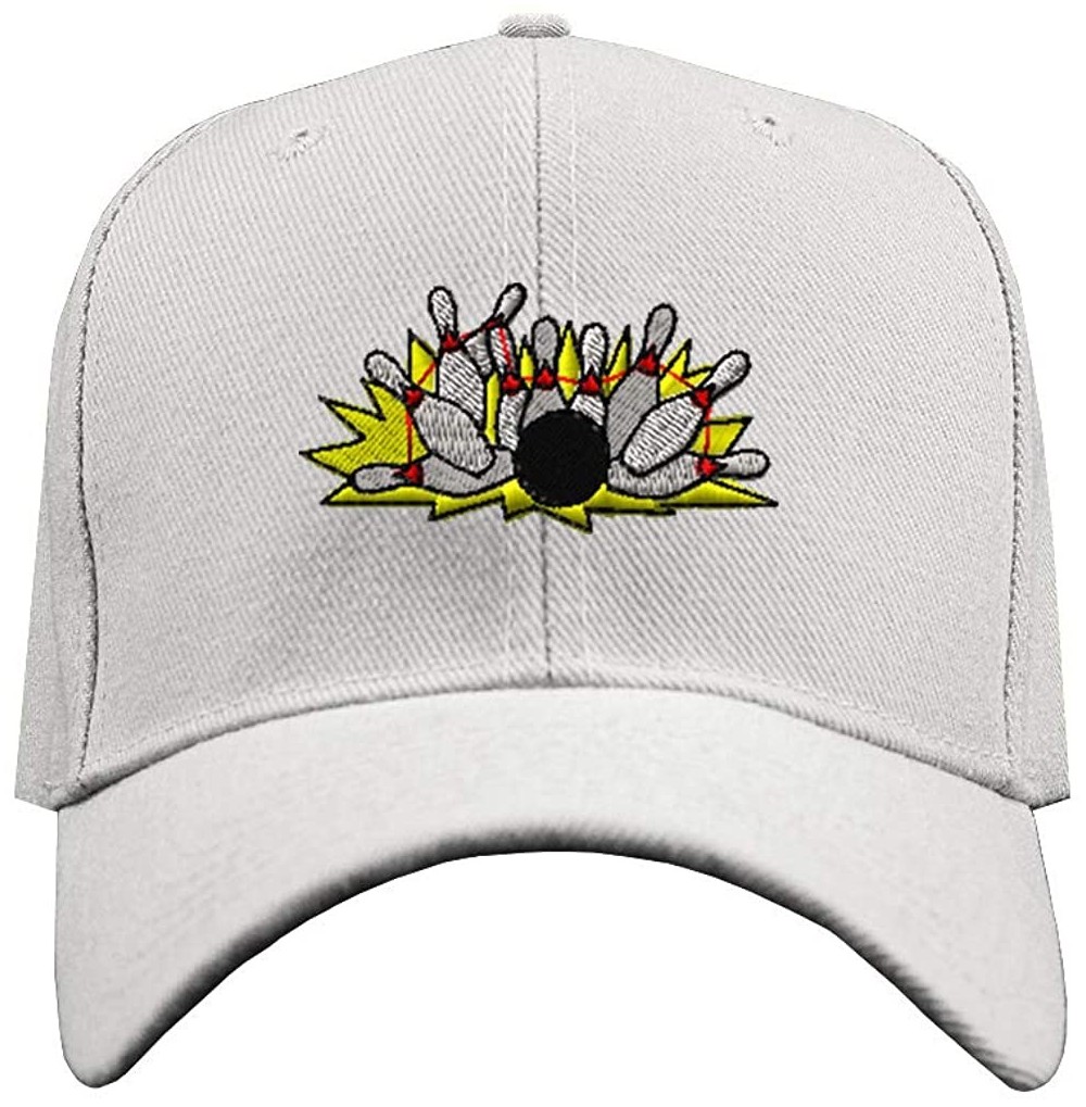 Baseball Caps Custom Baseball Hat Bowling Splash Embroidery Team Name Acrylic Structured Cap - White - CR18QZOOIO7