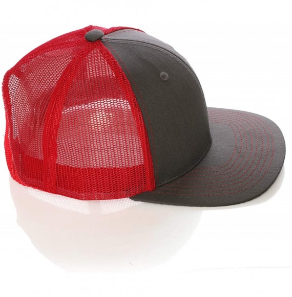 Baseball Caps Structured Trucker Mesh Hat Custom Colors Letter A Initial Baseball Mid Profile - Charcoal Red White Red - CP18...