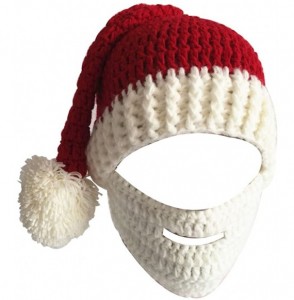 Skullies & Beanies Windproof Ski Mask Warm Knitted Beanie Hat Cap - Red & White Mask - CU12N69UYCC