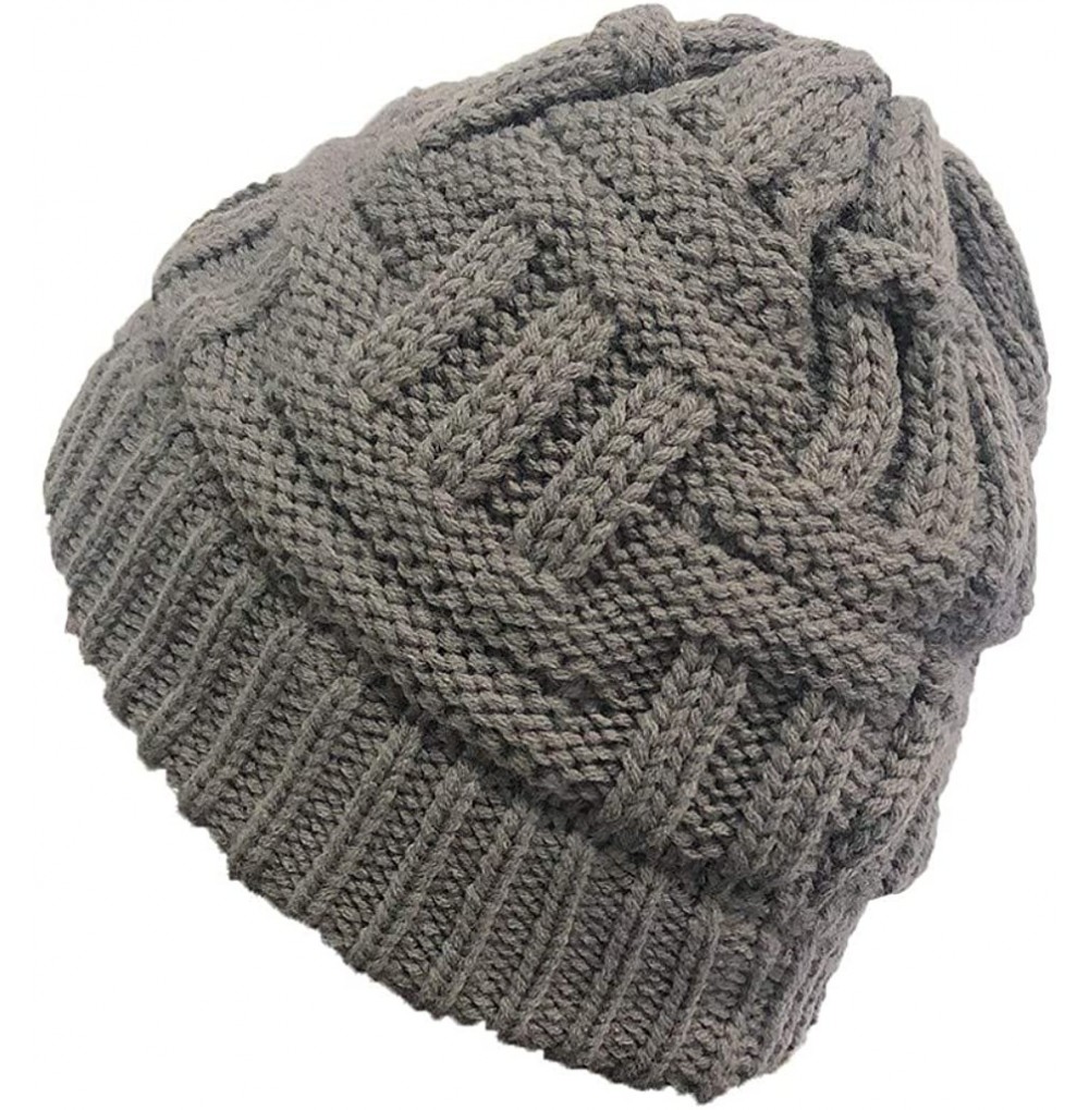 Skullies & Beanies New Women Keep Warm Winter Casual Knitted Hat Wool Hemming Hat Ski Hat - Gray5 - CC1932KN3C3