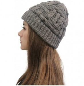 Skullies & Beanies New Women Keep Warm Winter Casual Knitted Hat Wool Hemming Hat Ski Hat - Gray5 - CC1932KN3C3