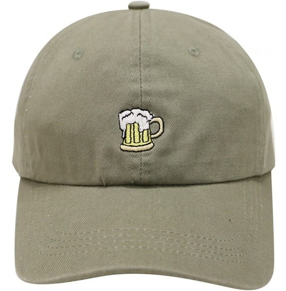 Baseball Caps Beer Small Embroidery Cotton Baseball Cap Multi Colors - Olive - C612HJQWVRT