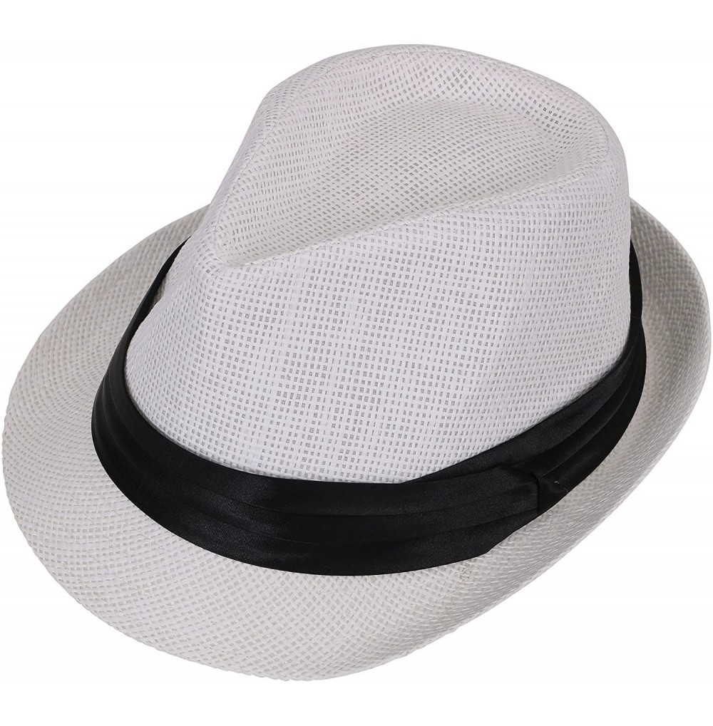 Fedoras Men/Women's Classy Vintage Fedora Hat - White - C8184X0IYAC