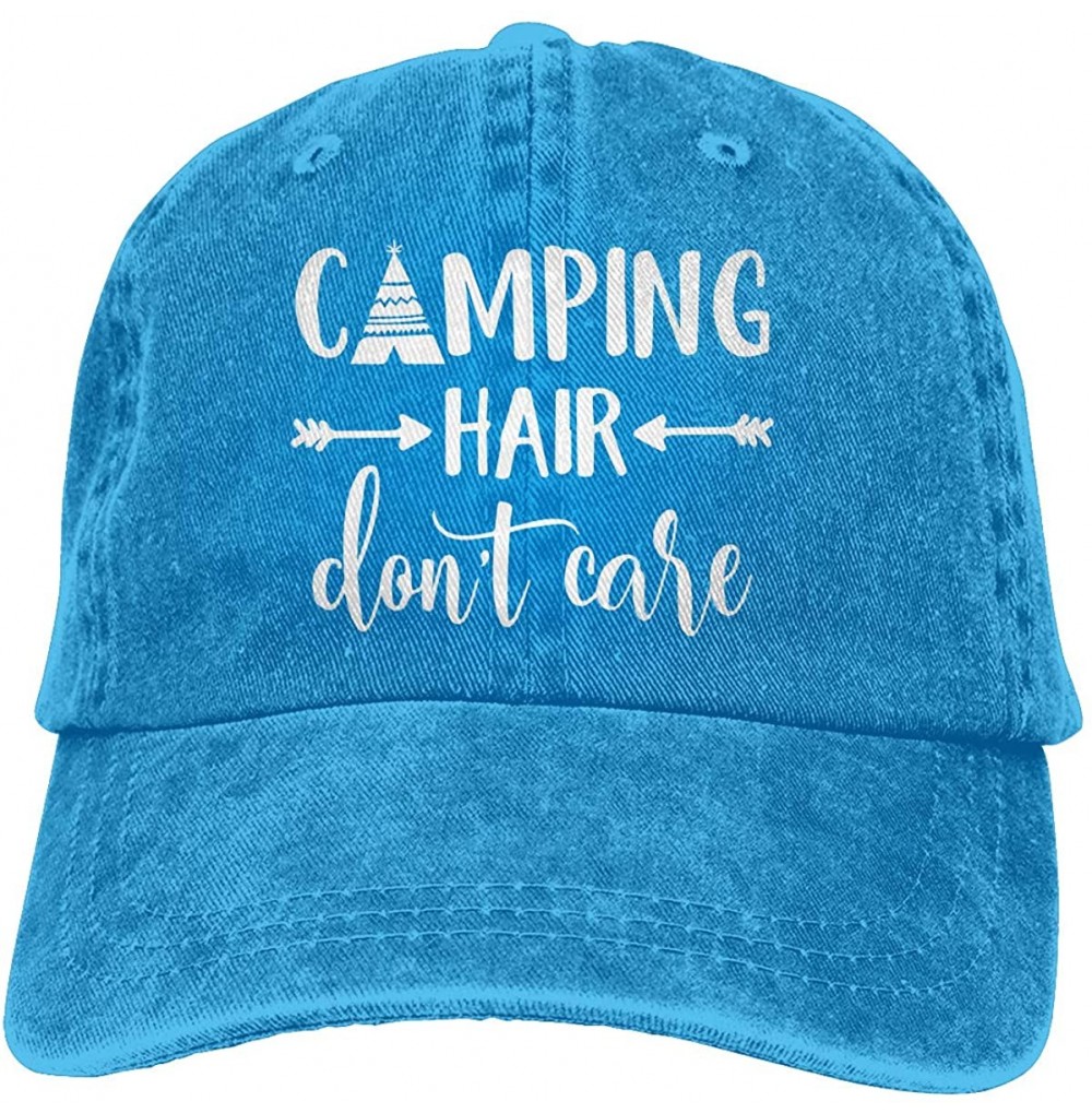 Baseball Caps Unisex Camping Hair Don't Care Vintage Adjustable Baseball Cap Denim Dad Hat - Royalblue - CG18O20AM7E