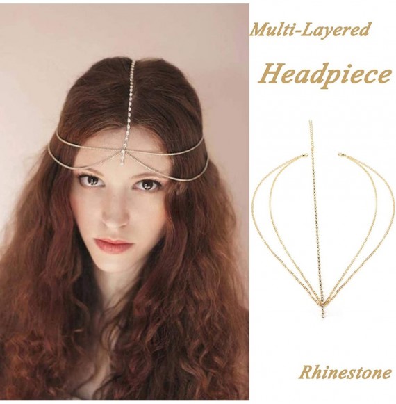 Headbands 6Pcs Gold Head Chain Jewelry for Women Bridal Bohemian Halloween Headband Hair Headpiece - CB18RT4XOQA