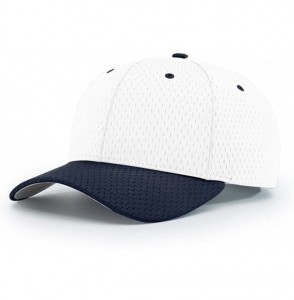 Baseball Caps 414 Pro Mesh Adjustable Blank Baseball Cap Fit Hat - White/Navy - CE1873ZMIY8