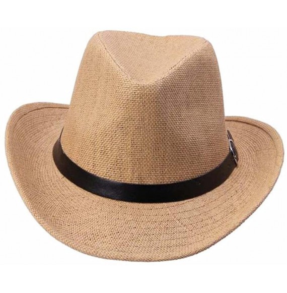 Cowboy Hats Summer Outdoor Hat- Shybuy Men's & Women's Classic Western Style Cowboy/Cowgirl Straw Hat - Light Coffee - CL18EX...