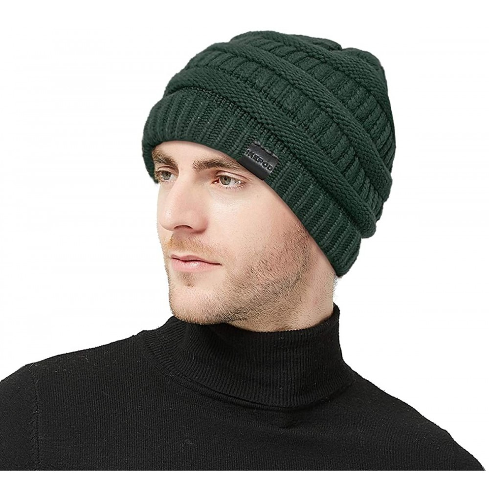 Skullies & Beanies Knit Hat Scarf Set - Merino Wool Winter Warm Beanie Circle Loop Scarves - Hat - Green - CC18II278H7