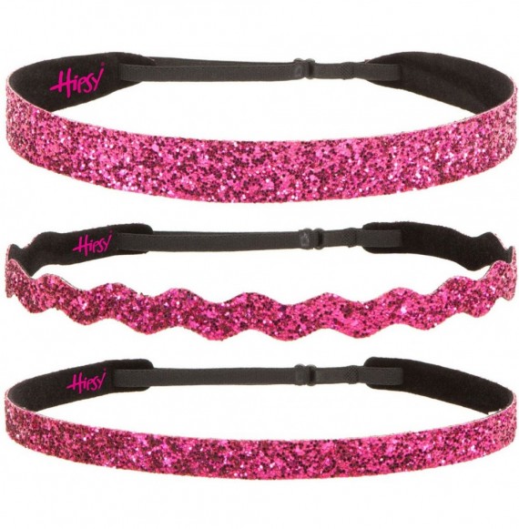 Headbands Women's Adjustable NO SLIP Bling Glitter Headband Mixed 3pk (Hot Pink) - Hot Pink 3pk - CH11N4BO4QP