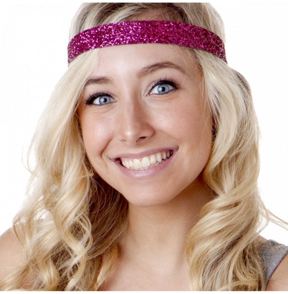 Headbands Women's Adjustable NO SLIP Bling Glitter Headband Mixed 3pk (Hot Pink) - Hot Pink 3pk - CH11N4BO4QP