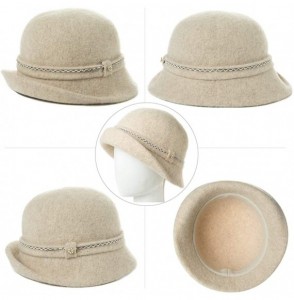 Bucket Hats Womens Wool Blend Winter Bucket 1920s Vintage Derby Hat Fedora Round Fall Bowler 55-59cm - 00090-beige - CD18A60RX6Y