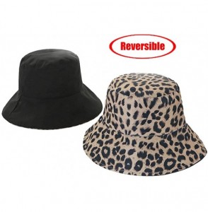 Bucket Hats Reversible Leopard Bucket Hats Women Fashion Floppy Sun Cap Packable Fisherman Hat - A-lightkhaki - CZ18QHUM98R
