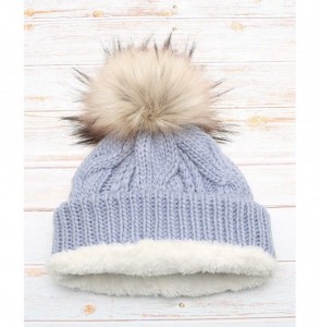 Skullies & Beanies Women's Soft Faux Fur Pom Pom Slouchy Beanie Hat with Sherpa Lined- Thick- Soft- Chunky and Warm - Dusty B...