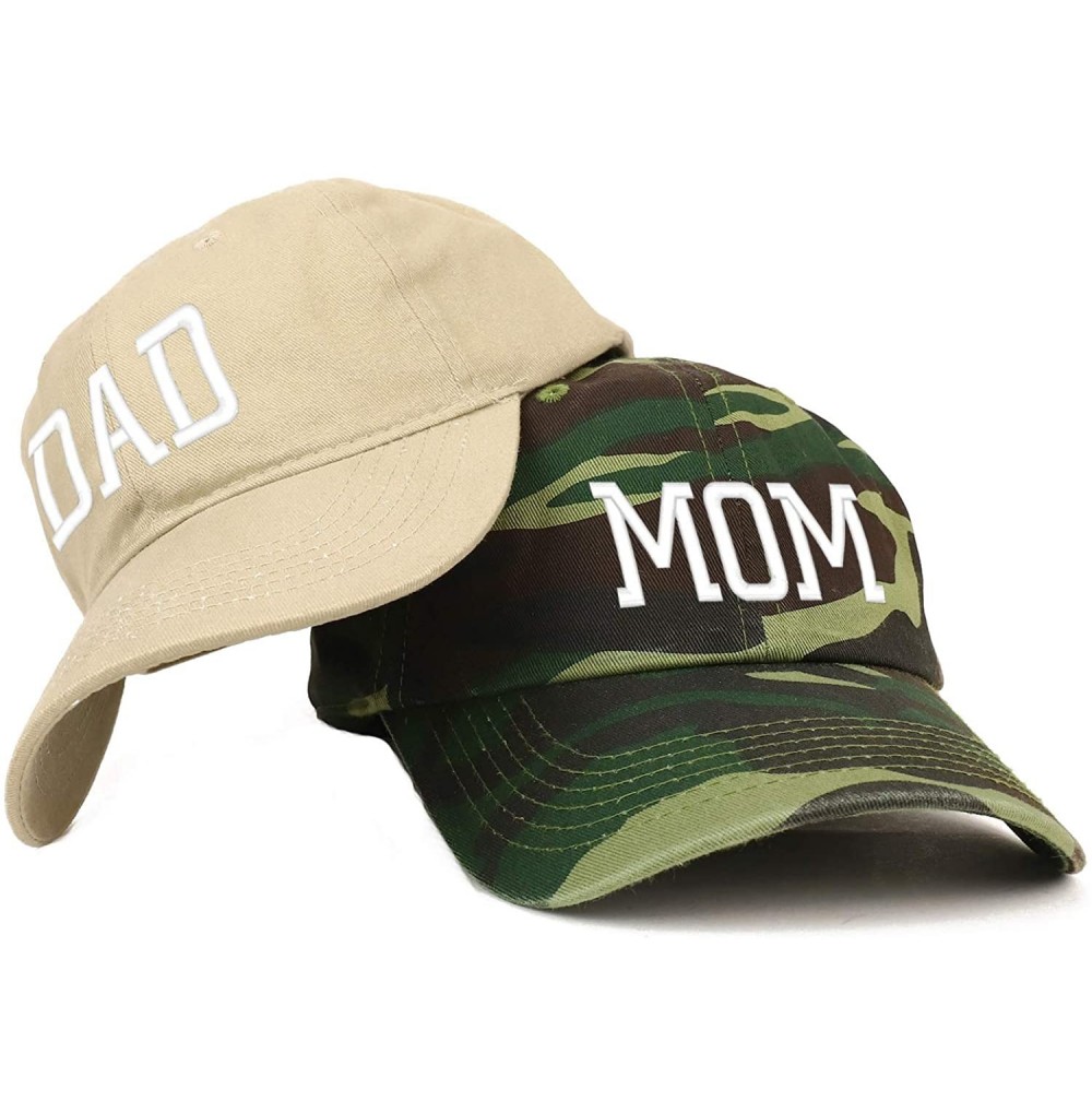 Baseball Caps Capital Mom and Dad Soft Cotton Couple 2 Pc Cap Set - Camo Khaki - C418I9NSLE5