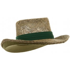 Sun Hats Gambler Straw Hat - Navy Band - Green - CL11FOOXWGD