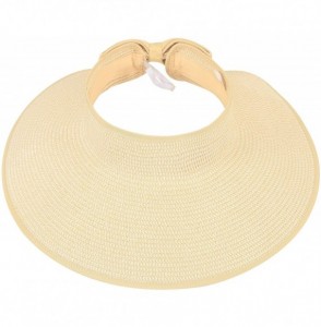 Sun Hats Lullaby Women's UPF 50+ Packable Wide Brim Roll-Up Sun Visor Beach Straw Hat - Beige/White - CN183AQ8EDM