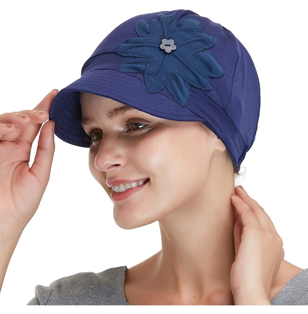Skullies & Beanies Bamboo Fashion Hat for Woman Daily Use with Brim Visor- Hats for Cancer Chemo Patients Women - Medium Blue...