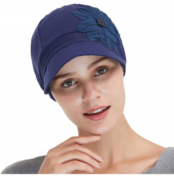 Skullies & Beanies Bamboo Fashion Hat for Woman Daily Use with Brim Visor- Hats for Cancer Chemo Patients Women - Medium Blue...